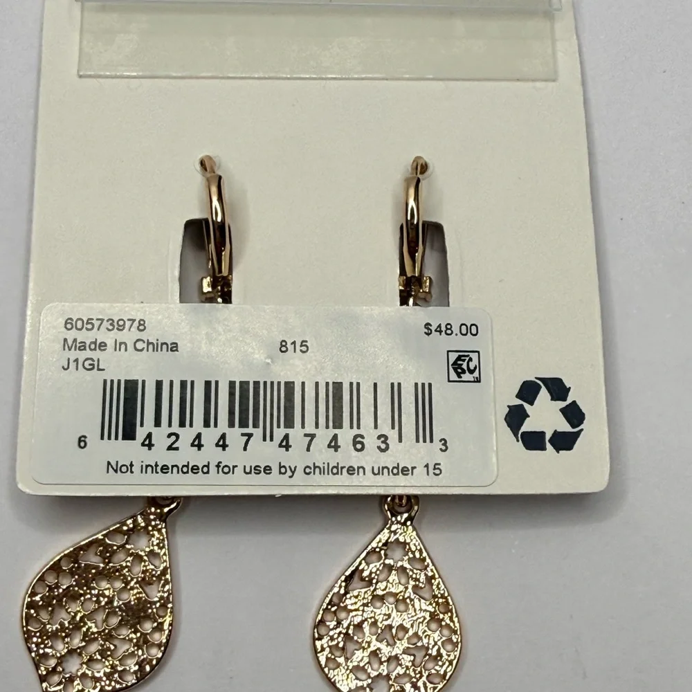 Delicate Filigree Drop Earrings - Rose Gold - Picture 3 of 5